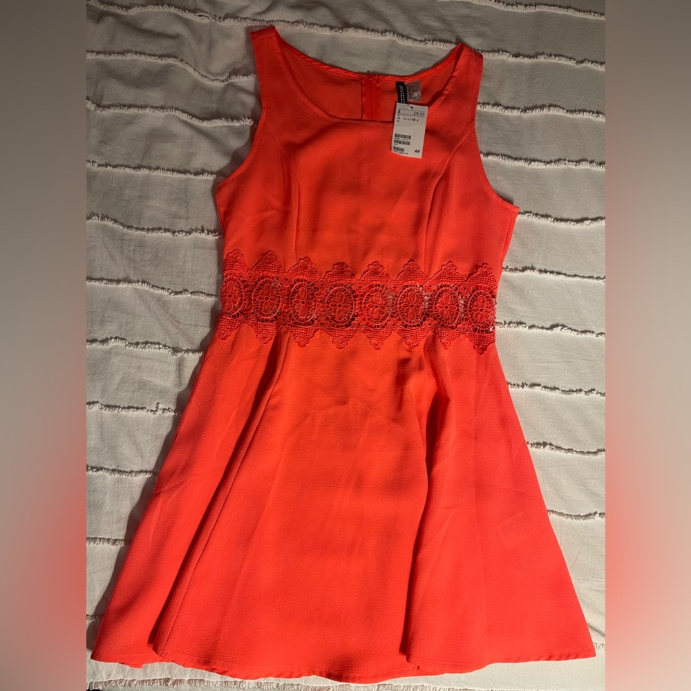 HM orange cut out dress